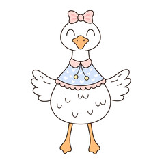 Cute silly goose clipart, isolated cartoon character. Silly goose on the loose. Silly goose meme shirt. Funny goose, hand drawn vector illustration in flat style.