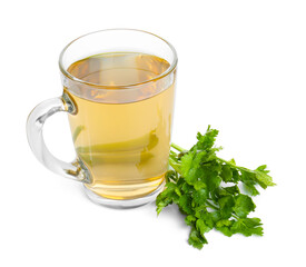 Healthy parsley tea isolated on white. Detox drink