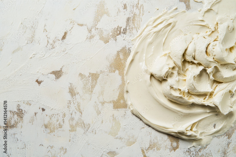Aufkleber Creamy texture on a textured background creates a minimalist and appealing visual with smooth and rough elements contrasting for visual interest.