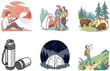 Camping Bundle. Abandoned Factory Remnants Collection Illustrations