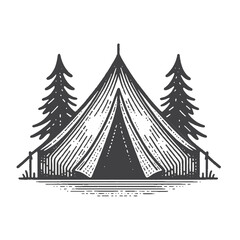 Obraz premium Simple Tents Vector Design – Vintage Logo & Retro Illustration