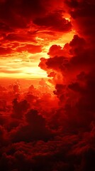 Fiery Sunset Cloudscape Above