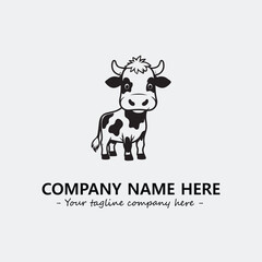 Cow illustration black and white for logo company vector image
