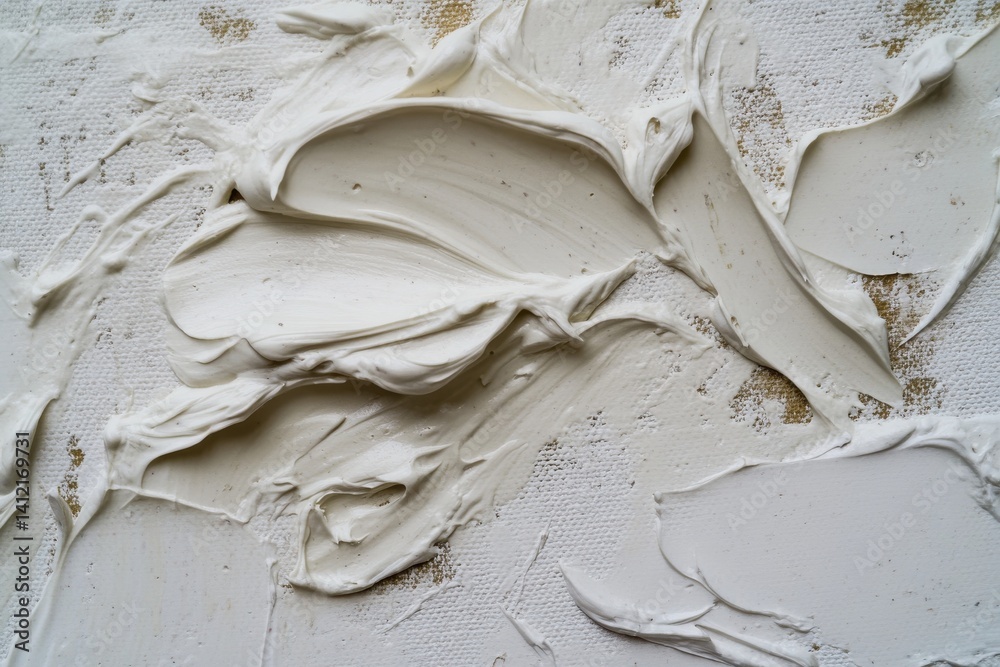 Leinwandbilder Abstract Texture: Thick white paint strokes create a three-dimensional effect on the canvas, capturing light and shadow in a tactile display.