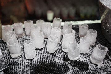 Ice cups on a black table