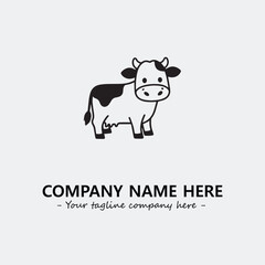 Cow illustration black and white for logo company vector image
