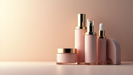 Refined Luxury Cosmetic Packaging Design: Superior Craftsmanship, Elegant Structure, Artistic Details - Perfect for Distinctive Photo Stock Imagery with Left Space