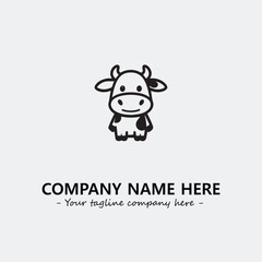 Cow illustration black and white for logo company vector image
