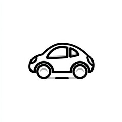 Outlined cartoon car illustration on white background