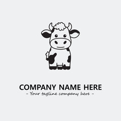 Cow illustration black and white for logo company vector image
