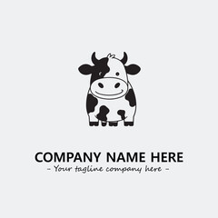 Cow illustration black and white for logo company vector image
