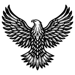 Obraz premium Simple Golden Eagle Flying Vector Design – Vintage Logo & Retro Illustration