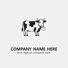 Cow illustration black and white for logo company vector image

