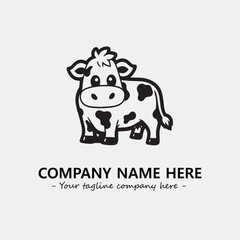 Cow illustration black and white for logo company vector image
