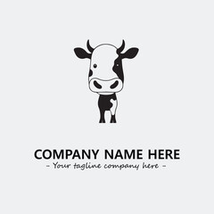 Cow illustration black and white for logo company vector image
