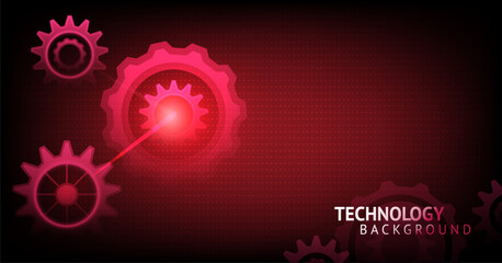 vibrant red technology background featuring interconnected glowing gears, symbolizing innovation and progress. design conveys futuristic and dynamic feel. digital technology background
