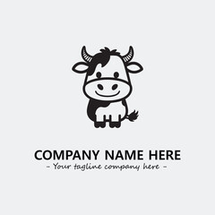 Cow illustration black and white for logo company vector image

