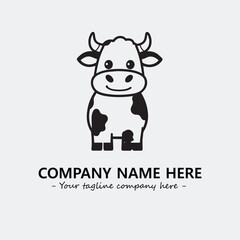 Cow illustration black and white for logo company vector image
