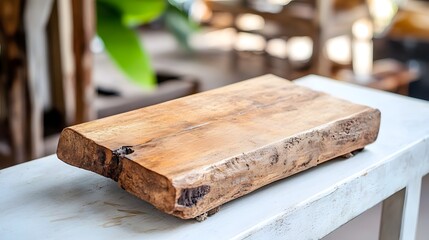Detailed image of an old rustic wooden cigar mold resting on a wooden table surface showcasing the natural grain and texture of the crafted piece