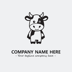 Cow illustration black and white for logo company vector image
