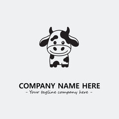 Cow illustration black and white for logo company vector image
