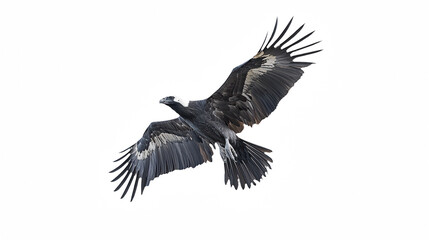 an eagle flying through a black and white sky on a transparent background, PNG image, PNG file, Generative art.