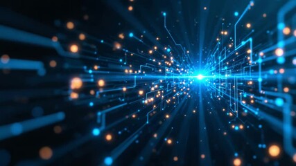 Abstract Technology Background with Blue Light and Circuit Patterns