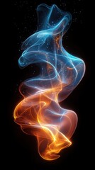 Obraz premium Colorful abstract background with swirling smoke in blue and orange tones creating a dynamic visual effect for artistic design and creative projects concept