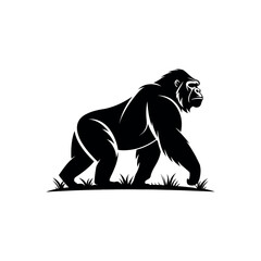 Fototapeta premium gorilla silhouette logo vector line art logo design