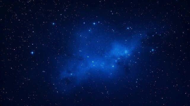 Celestial nebula glows deep blue, cosmic dust dances, looking into universe. Сoncept: science, space, tech, sci-fi promotion,  International Space Day.