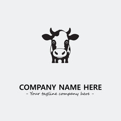 Cow illustration black and white for logo company vector image
