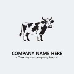 Cow illustration black and white for logo company vector image
