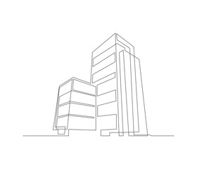 One continuous line drawing of corporate company building. single line of company building illustration. editable storke