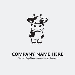 Cow illustration black and white for logo company vector image
