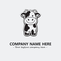 Cow illustration black and white for logo company vector image

