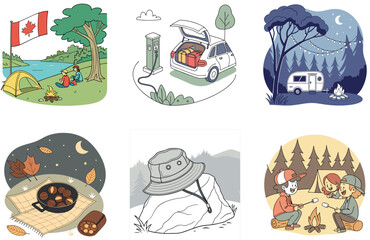 Fototapeta premium Camping Feast. A Bundle of Savory and Rustic Collection Illustrations