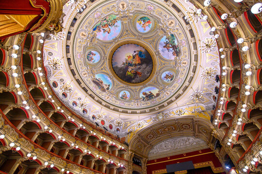 Catania, Italy - 12.04.2025: Interior of the Teatro Massimo Bellini