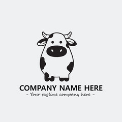 Cow illustration black and white for logo company vector image
