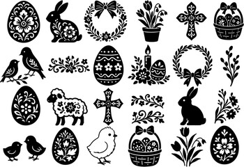 Easter set. Vector illustration in vintage style © Riszczel