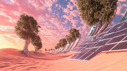 Desert oasis powered by solar energy.