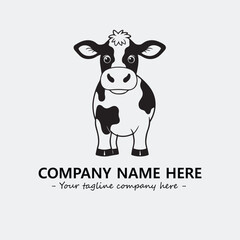 Cow illustration black and white for logo company vector image
