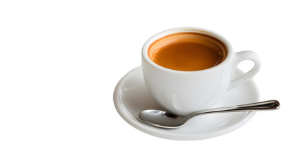 Obraz premium Elegant Espresso Cup with Small Spoon on White Background