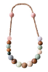 Obraz premium Artisanal Handmade Beaded Necklace Featuring Assorted Colors and Textures, Displayed Against a Black Background for Elegant Presentation