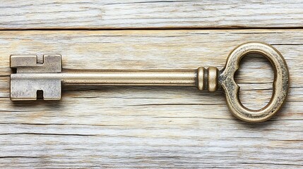Antique key on weathered wood