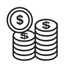 Stacked Coins with Dollar Symbols Icon Design