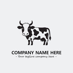 Cow illustration black and white for logo company vector image
