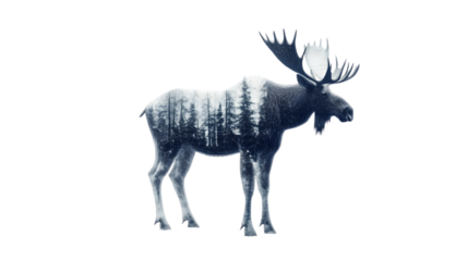 Majestic Standing Moose Isolated on White - Professional Wildlife Photo