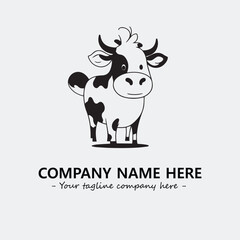 Cow illustration black and white for logo company vector image
