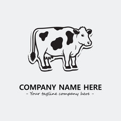 Cow illustration black and white for logo company vector image
