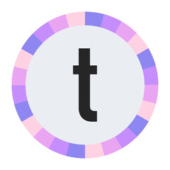 Obraz premium Modern Monogram lowercase Letter t in Black with Soft Pastel Pink and Blue Circular Frame on Light Gray